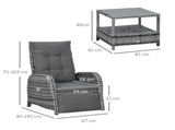 2 Seater Rattan Wicker Chaise Lounge Sofa Set Bistro Conversation Furniture with Cushion for T3398P314742