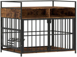 Dog Crate Furniture, Dog Cage with Rotatable Feeding Station and Storage Shelves, End Side Table T3398P551712