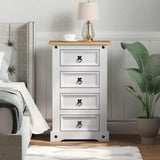 Bedside Table Corona White 53 x 39 x 84 cm Solid Pine Wood 42021190