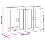 Wall-mounted Cabinet 2 pcs Black oak 160 x 34 x 90 cm 3333107