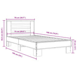 ZNTS Bed Frame Black 75x190 cm Small Single Engineered Wood and Metal 845657