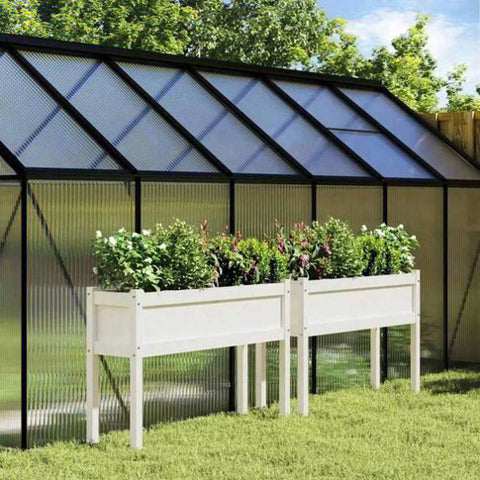 Garden Planters 2 pcs with Legs White Solid Wood Pine 837567