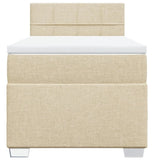 Box Spring Bed with Mattress Cream 90x200 cm Fabric 3285776