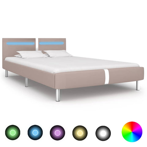 Bed Frame with LED without Mattress Cappuccino 135x190 cm Double 281043