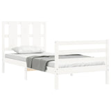 Bed Frame without Mattress White Single Solid Wood 3194082