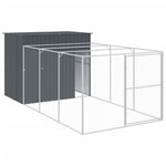 Dog House with Run Anthracite 214x457x181 cm Galvanised Steel 3189120