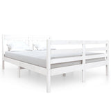 Bed Frame without Mattress White Double Solid Wood 3100630