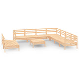 10 Piece Garden Lounge Set Solid Wood Pine 3083129