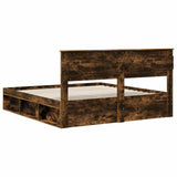 Bed Frame Smoked Oak 180 x 200 cm Solid Pine Wood 3409731
