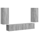 TV Wall Cabinet Set 4 pcs Grey Sonoma Engineered Wood 3408922