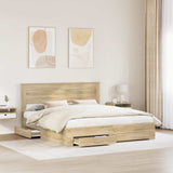 Bed Frame with Drawer Sonoma Oak 200 x 200 cm Engineered Wood 3409954