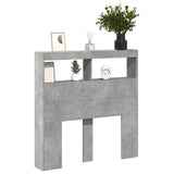 Headboard Cabinet with LED Concrete Grey 100x17x102 cm 839185