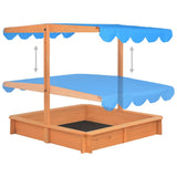 Sandbox with Adjustable Roof Firwood 115x115x115 cm 316473