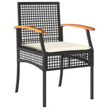 Garden Dining Set Black and Cream White 3213598
