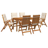 7-Piece Garden Dining Set Natural Solid Acacia Wood 3434560
