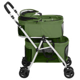 2-Layers Folding Dog Stroller Green 83x48x97 cm Oxford Fabric 172207