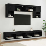 TV Wall Units with LED 6 pcs Black Oak Engineered Wood 3402964