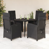 5 Piece Garden Dining Set with Cushions Black Poly Rattan 3212529