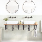 Basin Shelf Wall Mounted Steel and Solid Wood Acacia 3302795