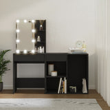 LED Dressing Table with Cabinet Black Engineered Wood 3082018