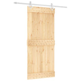 Sliding Door Natural and White 90 x 210 cm Solid Pine Wood 3445086
