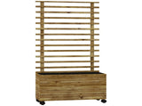 Wooden Raised Planter, with Back Trellis - Natural Finish T3398P313599