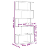 Room Divider Bookcase 5-Tier Smoked Oak 70x24x161 cm Engineered Wood 858097