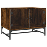 Coffee Table with Glass Doors Smoked Oak 68.5x50x50 cm 836543