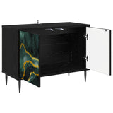 TV Cabinet WIJHE 69 x 33 x 50.5 cm Black Oak Engineered Wood 8007014