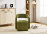 065 Chenille Fabric Accent Chair Armchair With Fabric Covered Wooden 360&deg Swivel Base, Green W1397P388515
