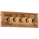 Wall-mounted Coat Rack with 5 Hooks Solid Wood Mango 358955