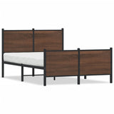 Metal Bed Frame without Mattress Brown Oak 137x190 cm 4007782
