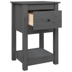 ZNTS Bedside Cabinet Grey 40x35x61.5 cm Solid Wood Pine 821733