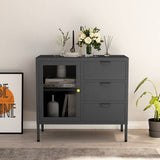 Sideboard Anthracite 75x35x70 cm Steel and Tempered Glass 336075