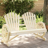 Garden Adirondack Chair Natural Wood Solid Fir Wood 2-Seater 365095