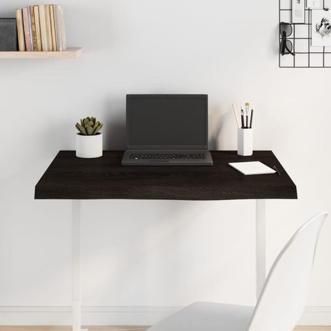 Table Top Dark Brown 80x60x cm Treated Solid Wood Oak 3156423