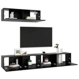TV Cabinets 3 pcs Black Engineered Wood 3078808