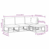 Garden Sofa Set with Cushion 4 pcs Black Aluminium 3378856