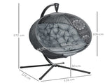 Round Egg Basket Chair, with Steel Stand, Charcoal Grey T3398P314771
