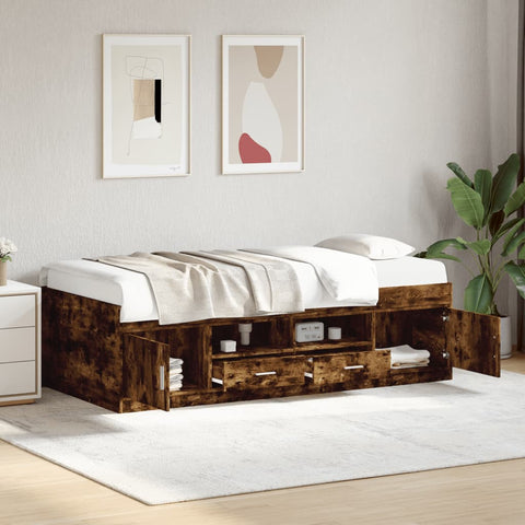 ZNTS Daybed with Drawers without Mattress Smoked Oak 75x190 cm Small Single 3280262