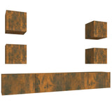 6 Piece TV Cabinet Set Smoked Oak Engineered Wood 3114267