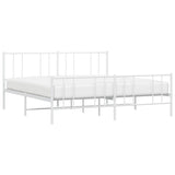 Metal Bed Frame without Mattress with Footboard White 183x213cm 352552