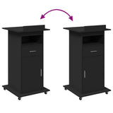 Lectern with Wheels & Drawer Black 55x55x107 cm Engineered Wood 848025