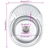 Kitchen Sink with Strainer and Trap Oval Stainless Steel 145072