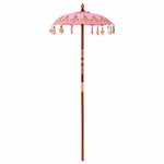 Parasol with Base Pink, Brown 250 cm Cotton, Wood 3356917