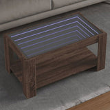 Coffee Table with LED Brown Oak 93x53x45 cm Engineered Wood 847559