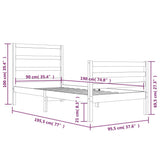 Bed Frame without Mattress Solid Wood Pine 90x190 cm Single Single 3104971
