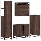 ZNTS 4 Piece Bathroom Furniture Set Brown Oak Engineered Wood 3301289