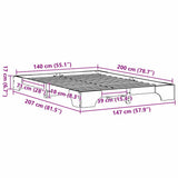 Bed Frame White 140 x 200 cm Solid Pine Wood 872861