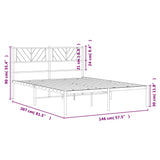 Metal Bed Frame without Mattress with Headboard Black 140x200cm 372180